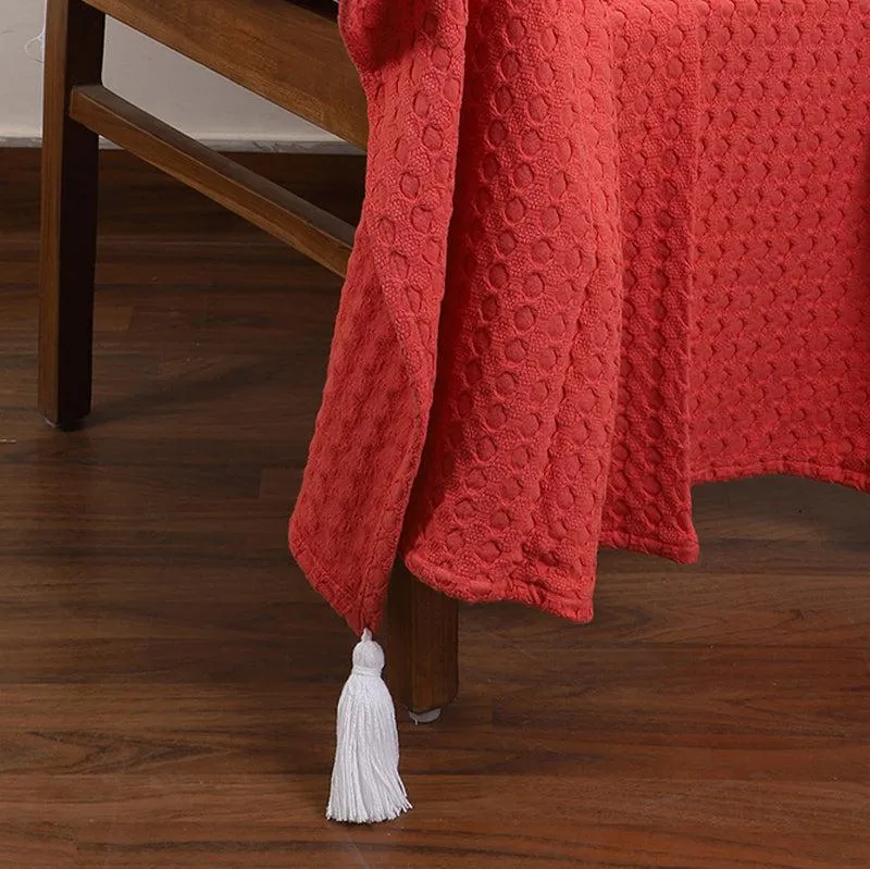 Tender Loom Knitted Cotton Throw - Red media 3