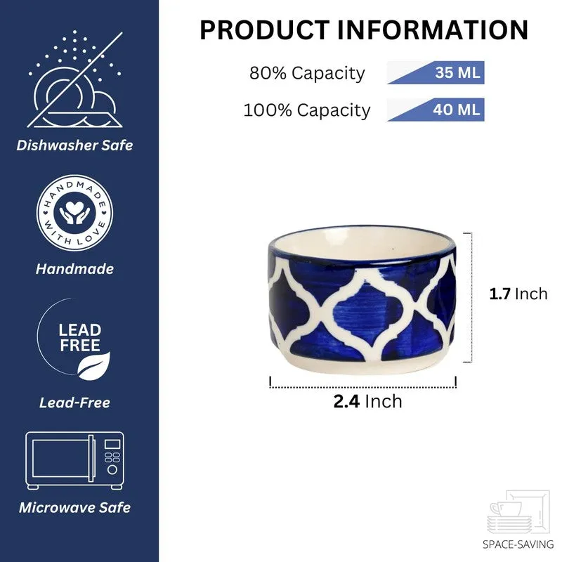 OpalServe Ceramic Dip Bowls (Blue,White,40 mL Each) - Set Of Two media 7