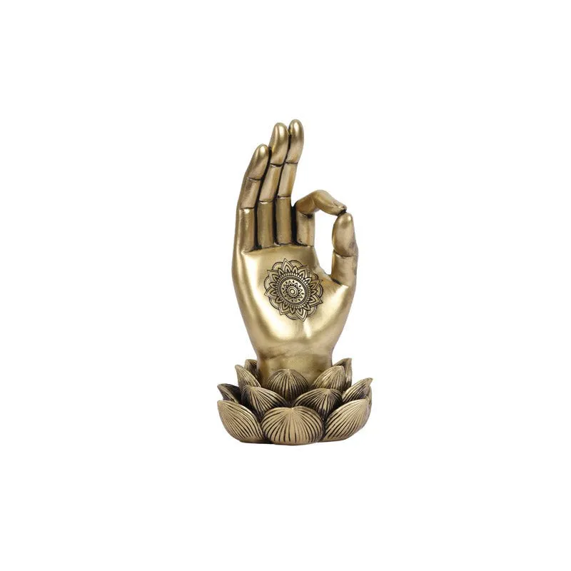 Ornate Buddha Lotus Palm Showpiece media 5