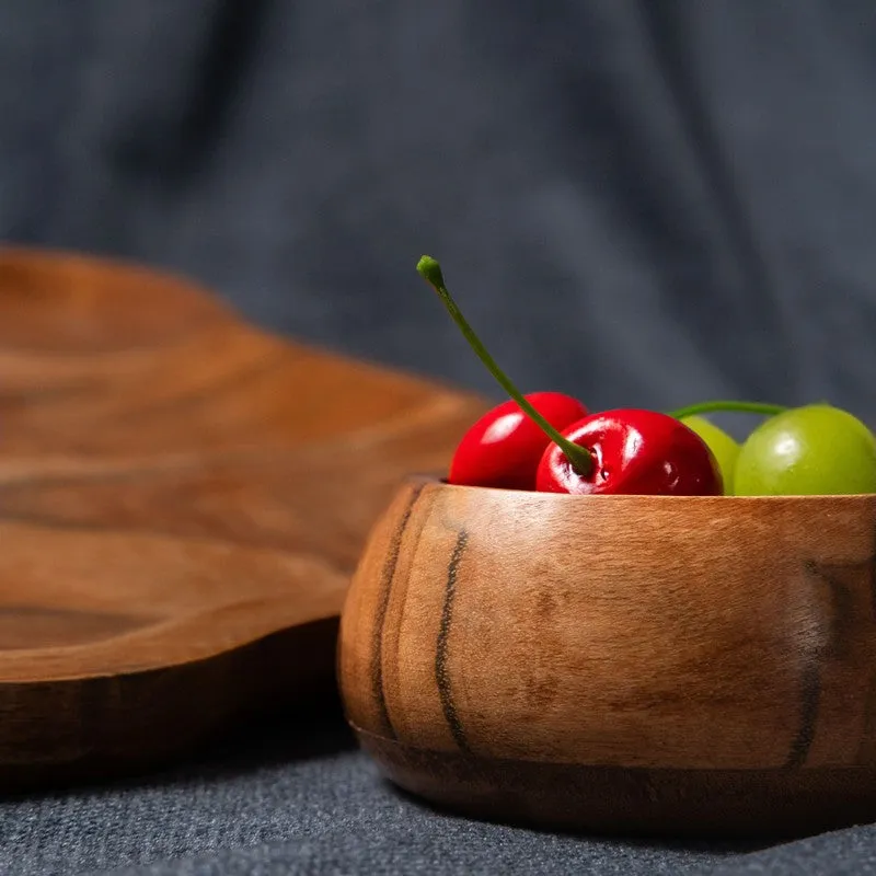 Labyrinth Wood Serving Platter with Dip Bowl - Two Piece Set media 6