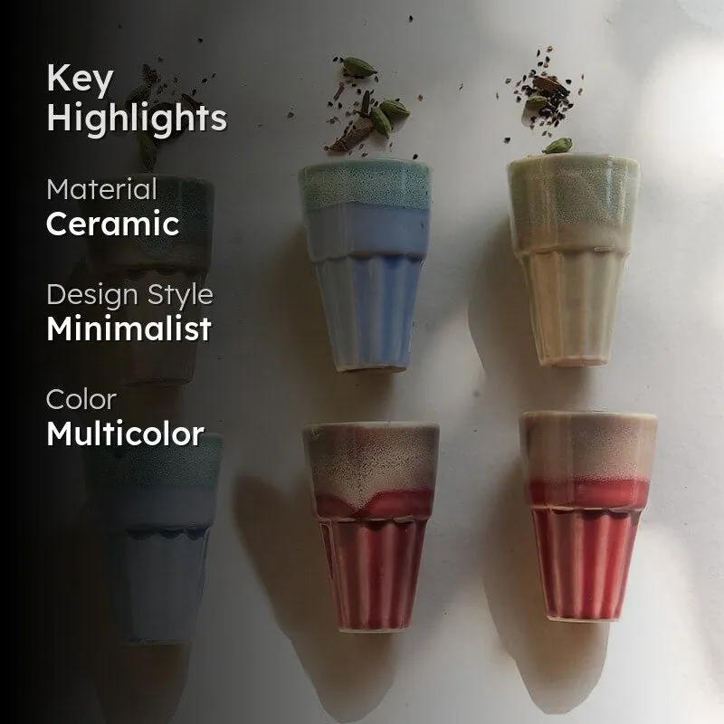 Handcrafted Multicolor Ceramic Kulhad - Set of Six media 2