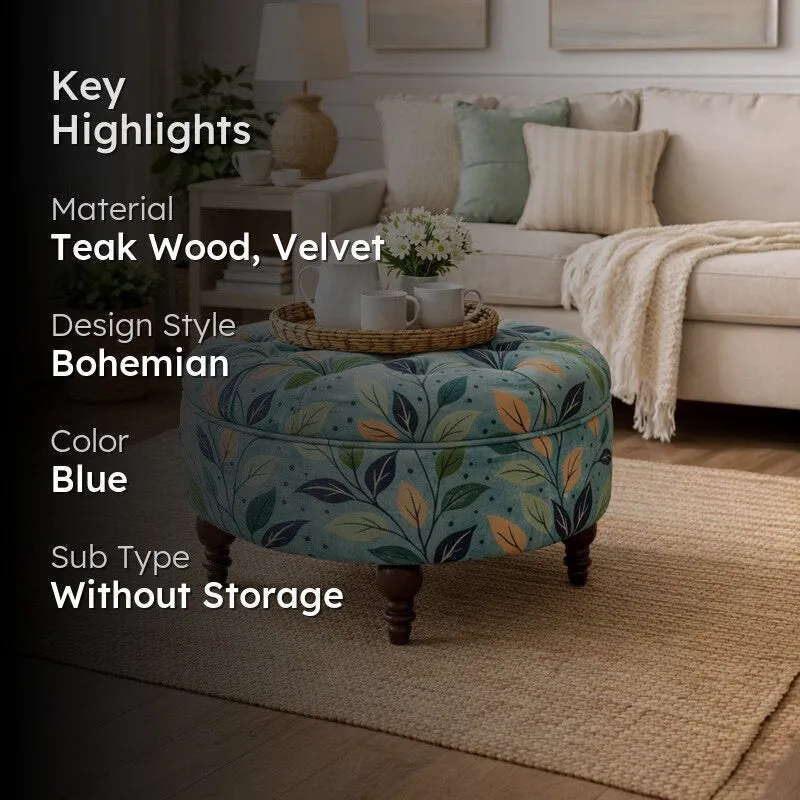 LoungePetal Teak Wood Ottomans & Pouffe - Blue media 2