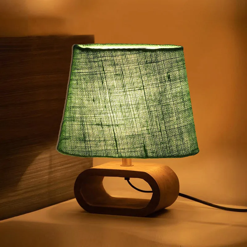 Ajna Wooden Table Lamp - Green,Brown media 1