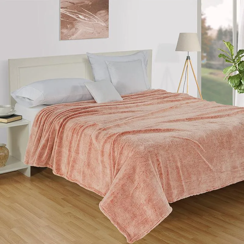 Swayam Molly Solid Blanket (Peach) - 240 GSM media 1