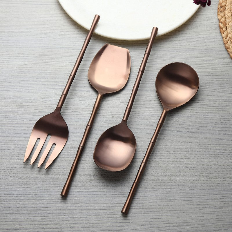 Bamboo Elegance Rose Serving Set - Four Piece Set