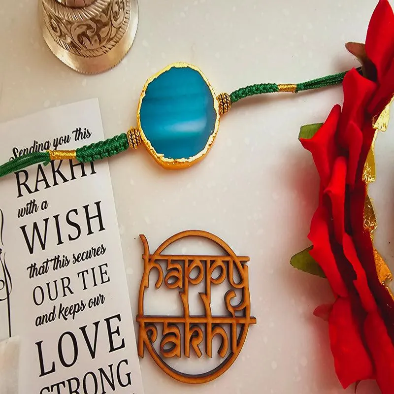 Bhai Behen Bond Green Agate Rakhi Gift Set media 4