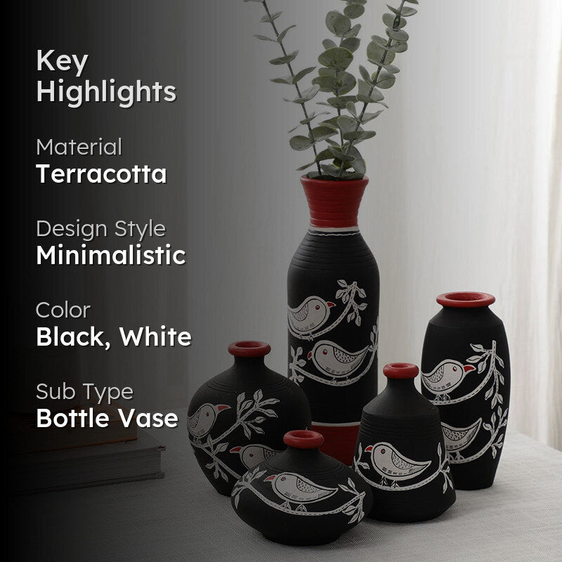 Neel Pakhi Handpainted Terracotta Vase - Set Of Five media 2