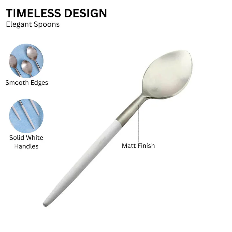 Stirling Stainless Steel Spoon Set (Silver & White) - Set Of Six media 6