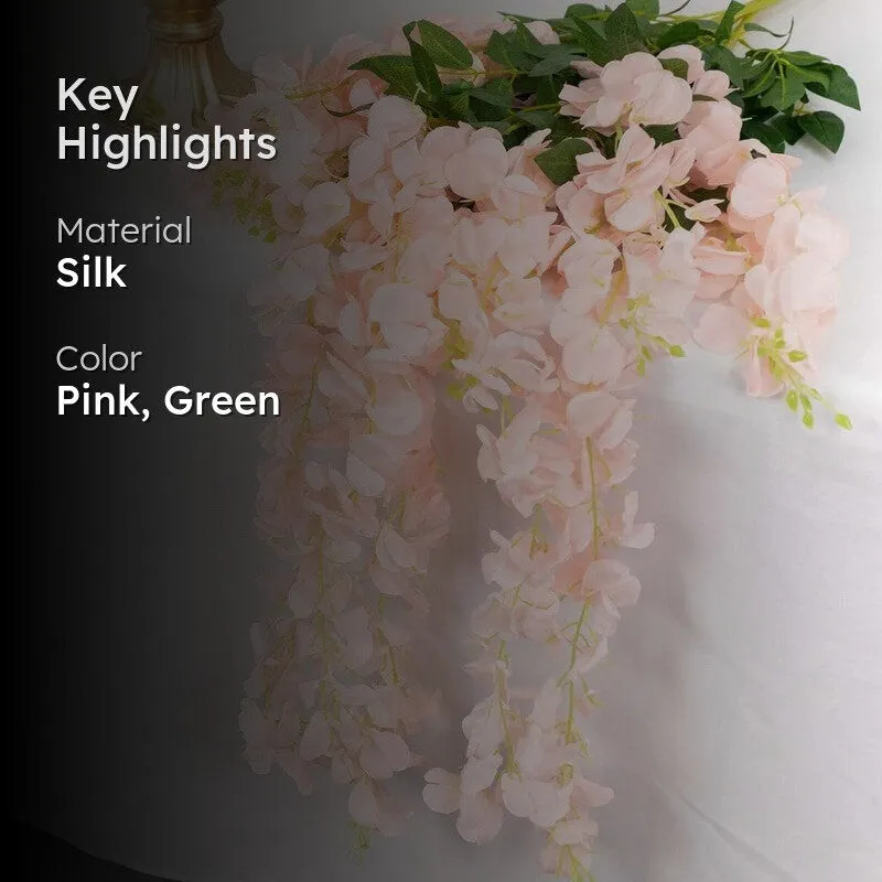Wisteria Lizzia Silk Artificial Flower Vine - Pink media 2