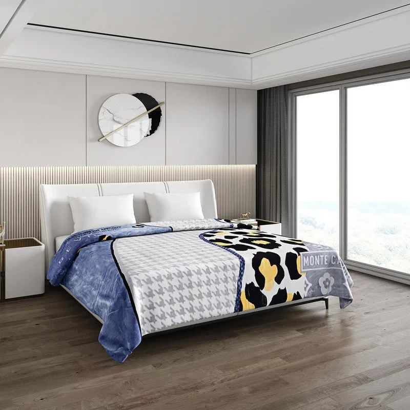 Monte Carlo Chic Harmony Blanket (Blue,Grey) - 800 GSM media 1