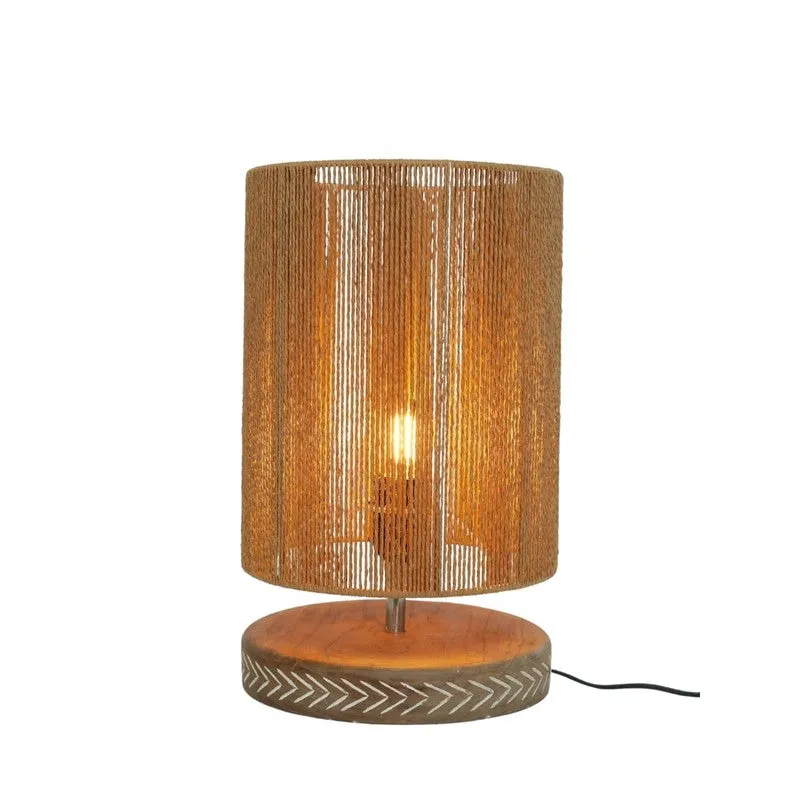 Loomstripe Wooden & Cotton Table Lamp - Brown media 4