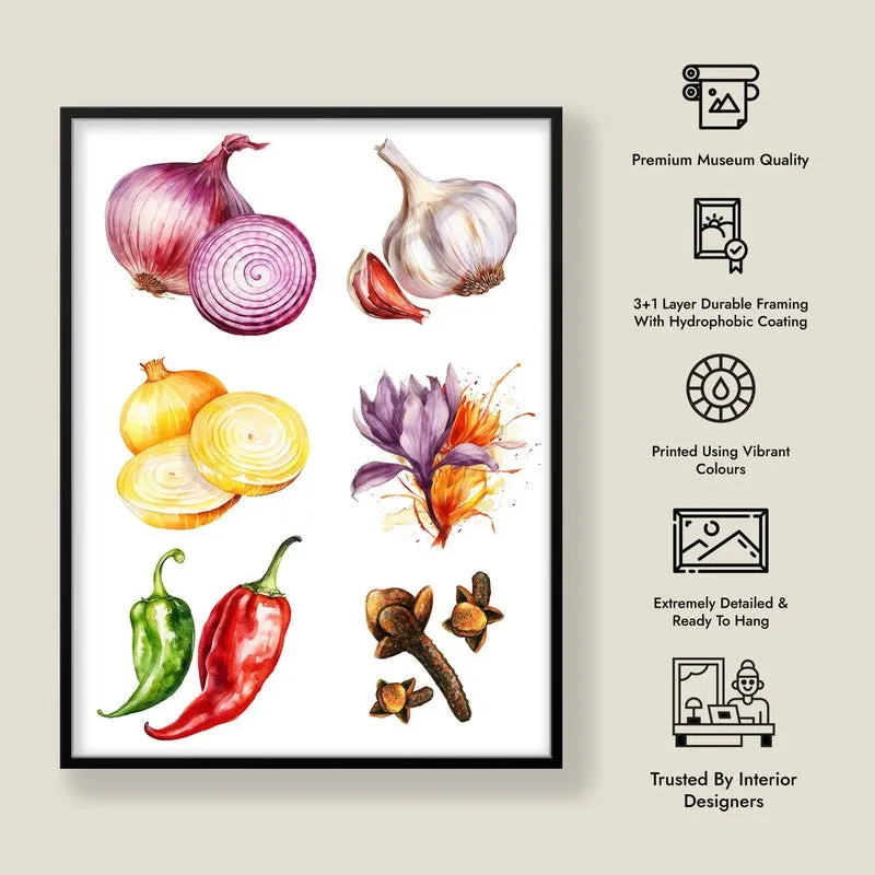 Allium Bouquet Framed Canvas Wall Painting media 7