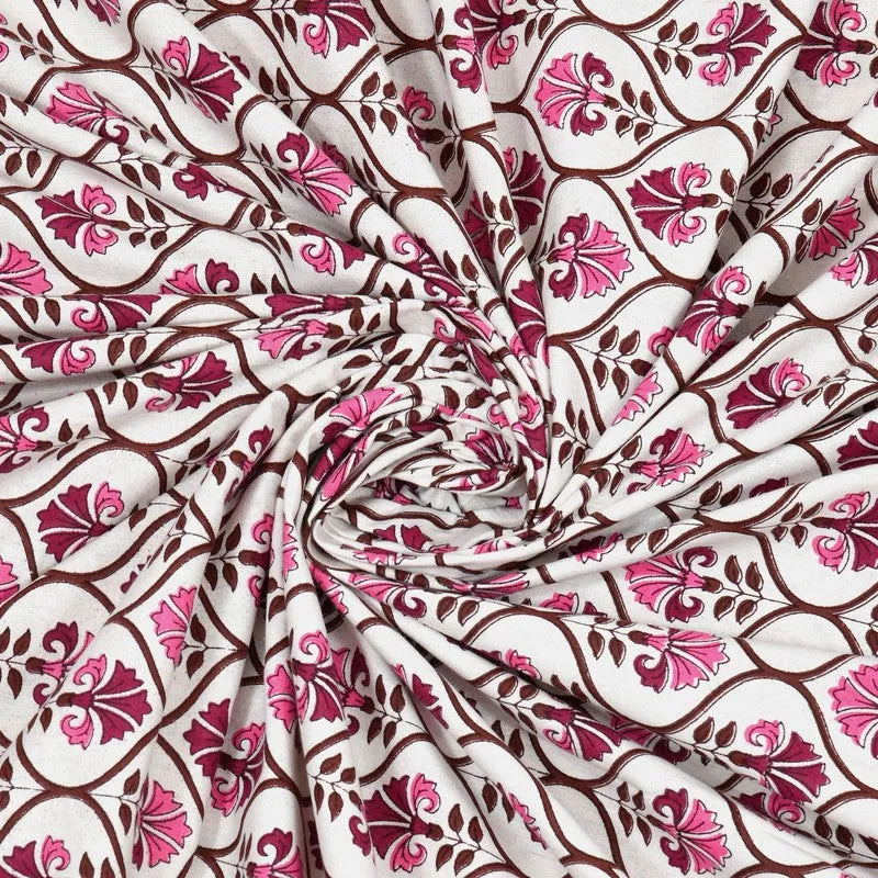 Blossomis Cotton Bedsheet (Pink,White) - 240 TC media 5