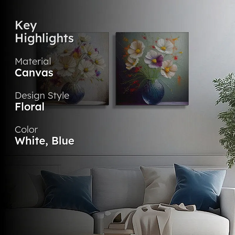 Petals of Purity Canvas Wall Painting - Set Of Two media 2
