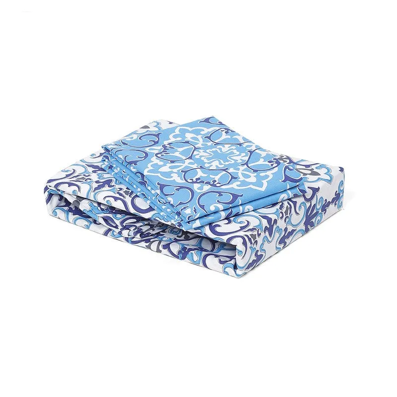 Monte Carlo Petal Aura Cotton Bedsheet (Blue,White) - 104 TC media 8