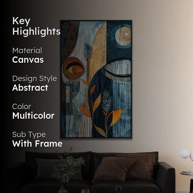 Hues Of Emotions Abstract Canvas Wall Painting With Frame - Black media 2