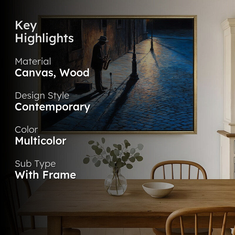 Nightfall Jazz Canvas Wall Painting With Frame media 2