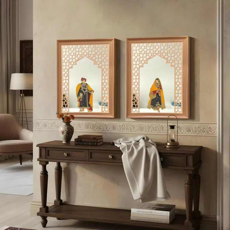 Jharokha Madhubani Glass Wall Mirrors - Set Of Two media 5