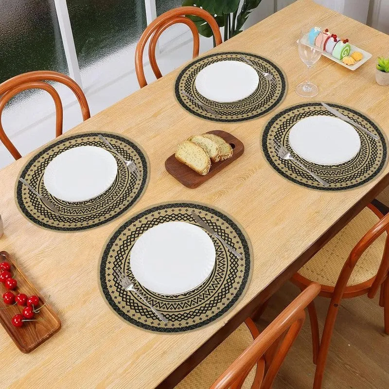 Mandala Black Round PVC Table Mats - Set Of Four media 1