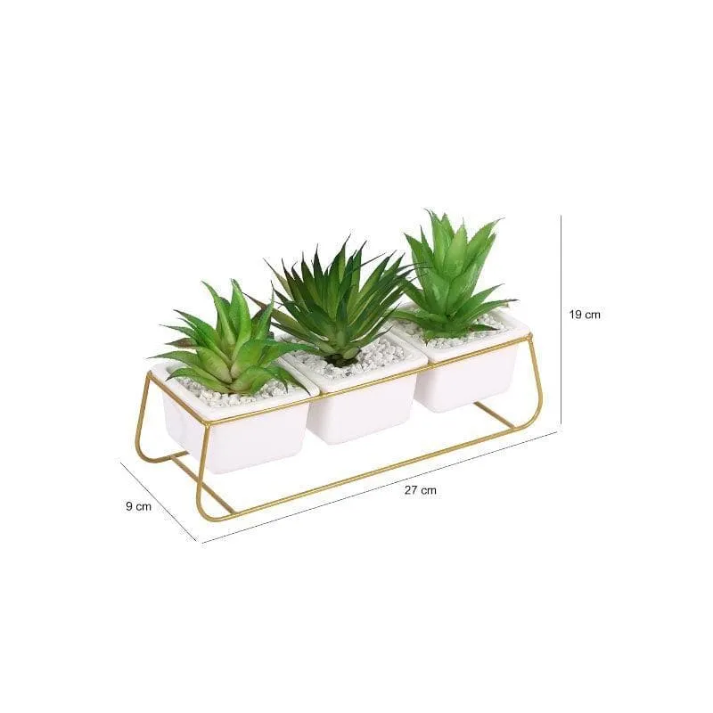 Faux Triad Succulent In Pot - 15.5 cms media 5