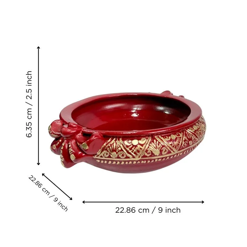 Red Floral Resin Urli media 5