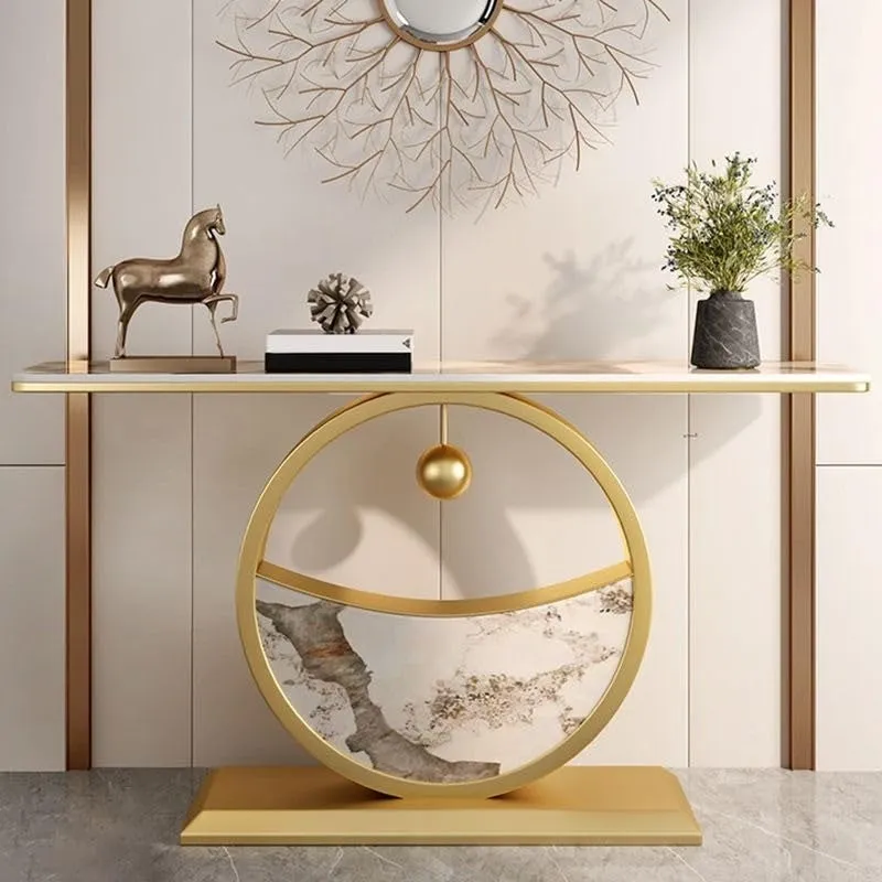 Circular Metal Console Table with Marble Top - Medium media 6