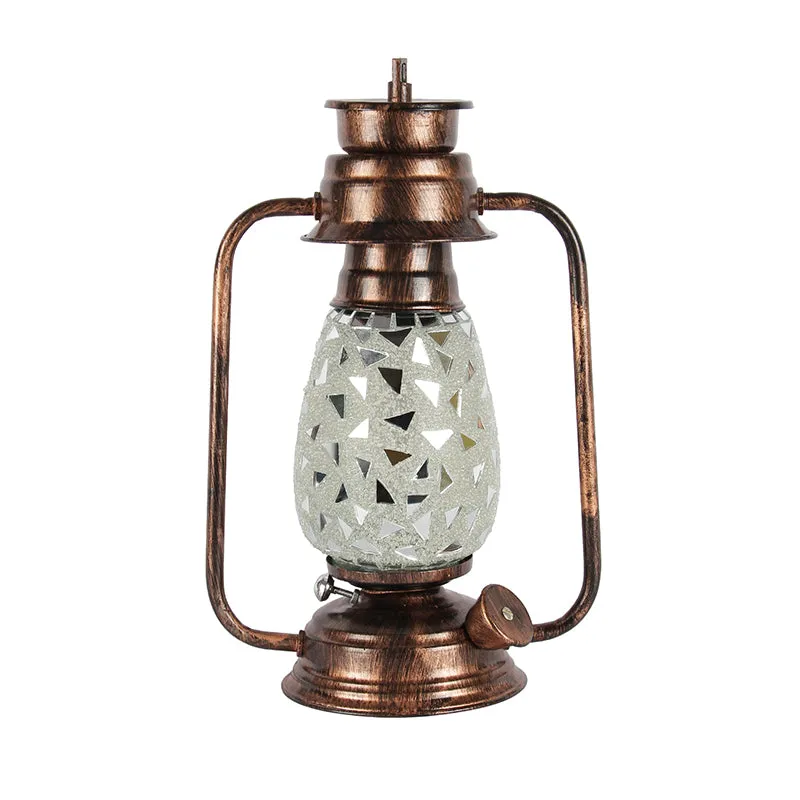 Dvija Mosaic Lantern Iron Table Lamp - Silver,Copper media 4