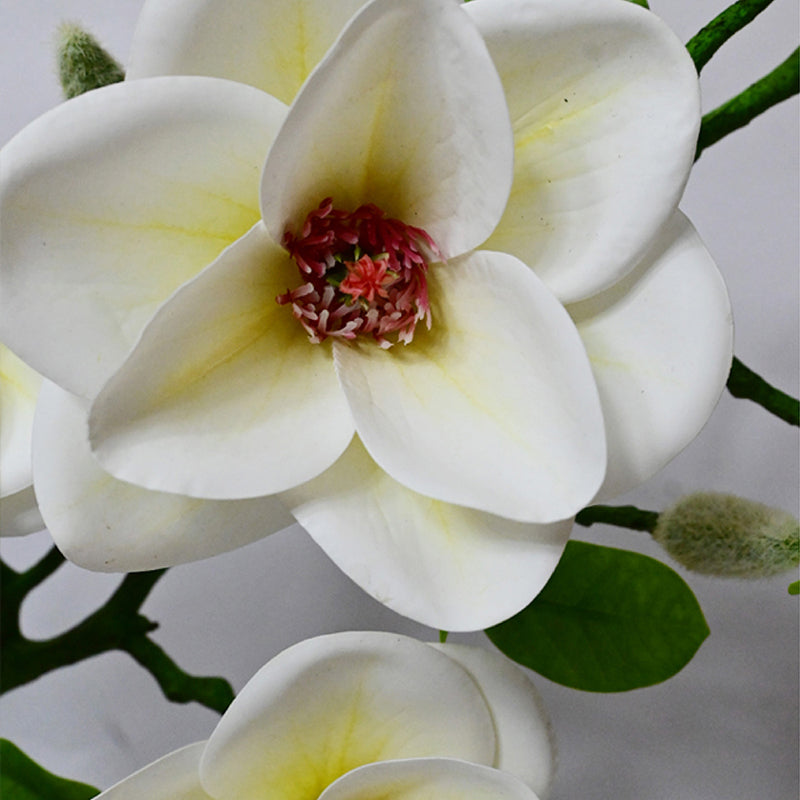 Artificial Magnolia Flower Stick - White & Yellow media 3