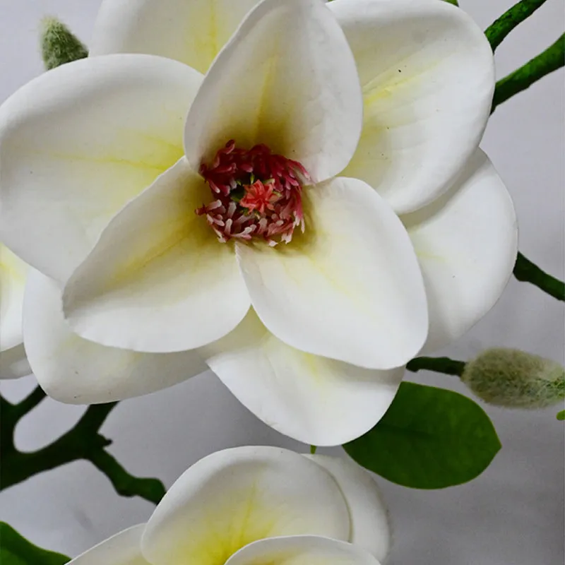 Artificial Magnolia Flower Stick - White & Yellow media 3