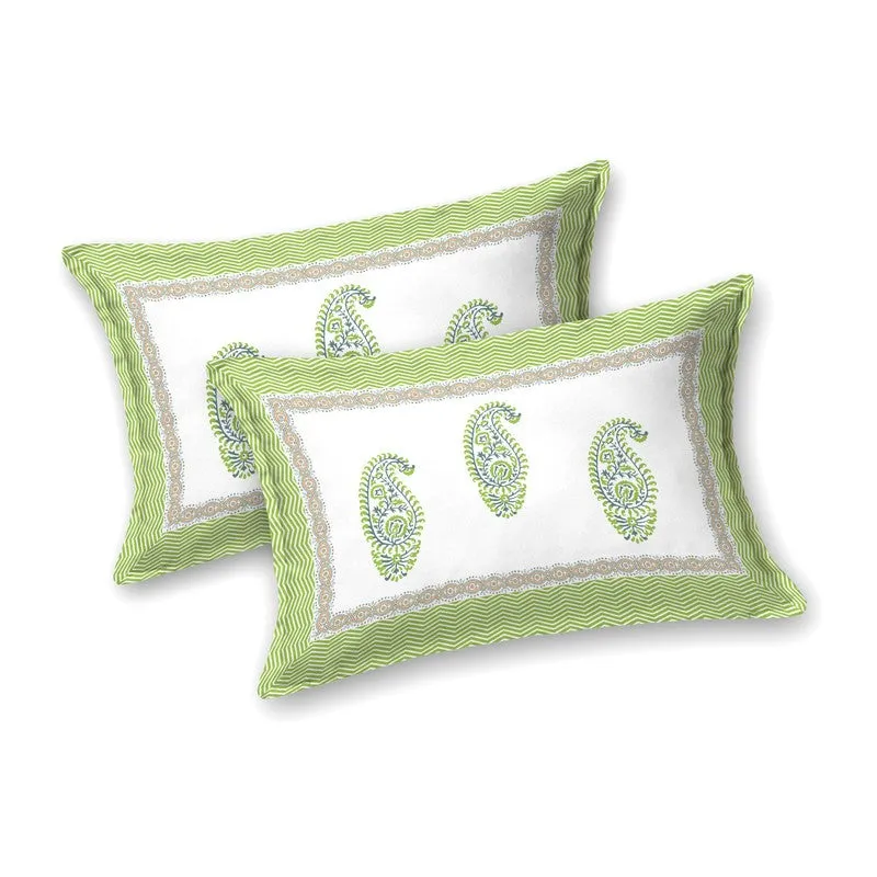 Arta Cotton Bedsheet (Green,White) - 240 TC media 4