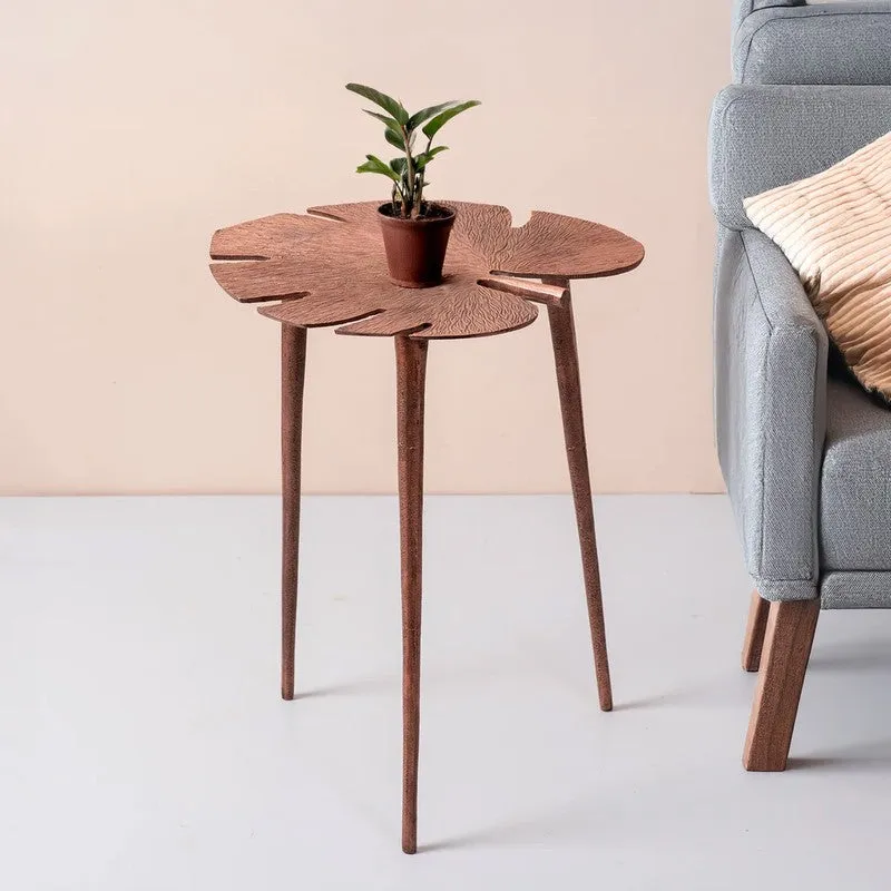 Monstera Leaf Accent Table - Copper media 1