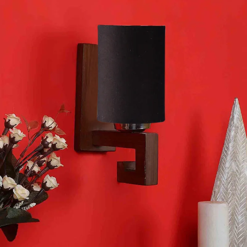 Dun Cylindrical Wooden Wall Lamp media 3