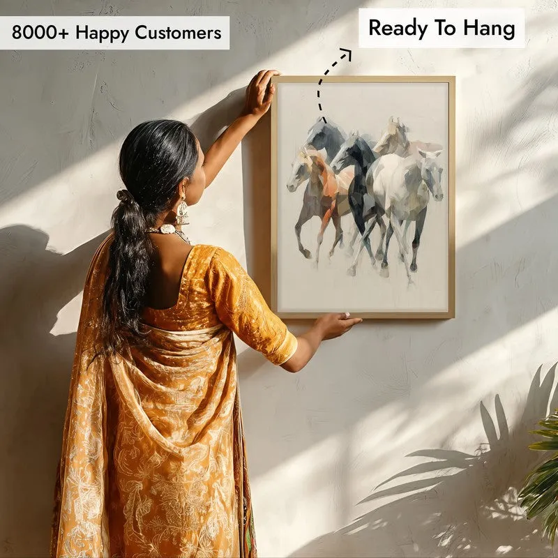 Horse of the Wind Wall Painting With Brown Frame media 8