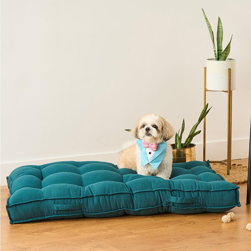 Pawdium Solid Cotton Floor Cushion - Dark Green