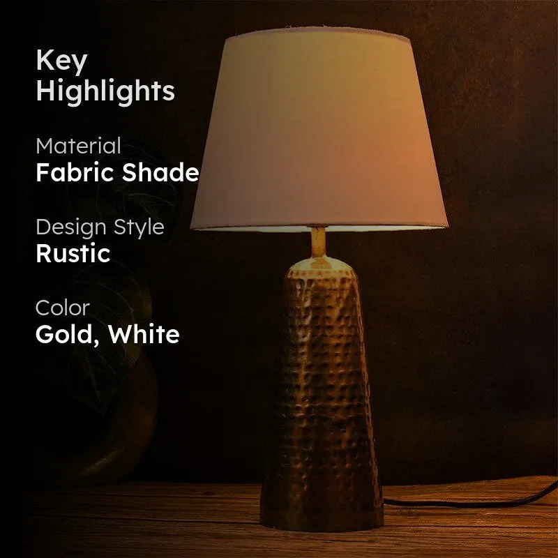 Mabel Hammered Golden Fabric Table Lamp - Gold,White media 2