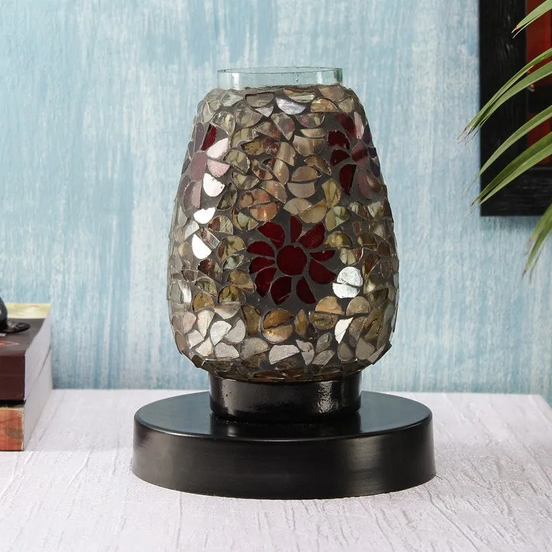 Prismiq Mosaic Glass Table Lamp With Wooden Base - Multicolor media 3