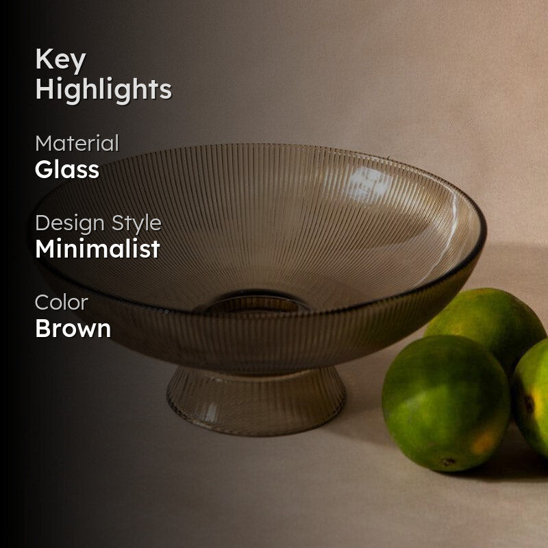Ribbed Glass Fruit Bowls - Brown media 2