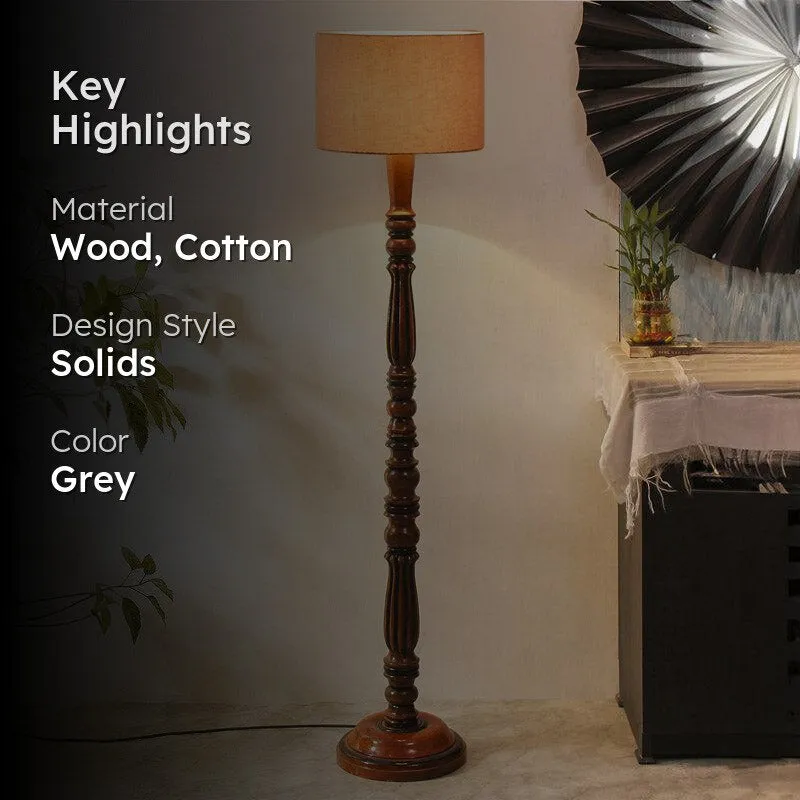 Masiya Vintage Wooden Floor Lamp - Grey media 2