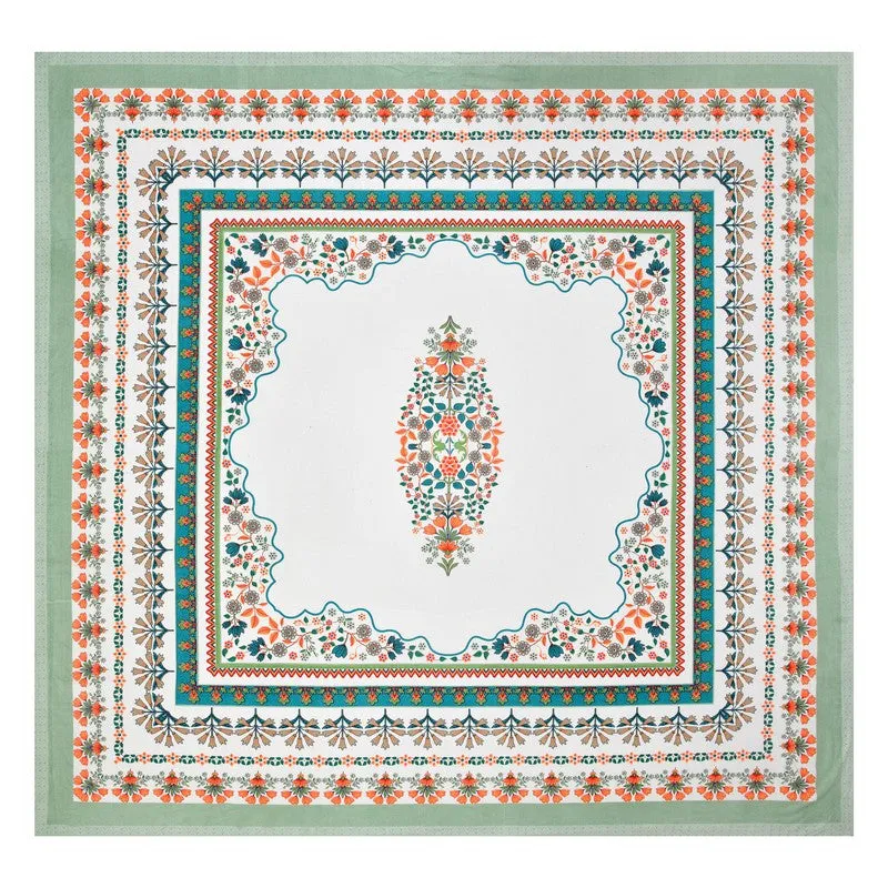 Royal Calm Cotton Bedsheet (Orange,Blue,White) - 120 TC media 5