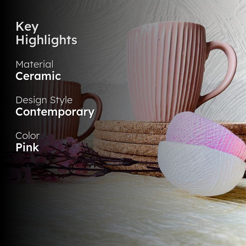 Hipashi-Mug-Pink-Set-Of-Two Ceramic Coffee Mug (300 mL Each) - Set of Two media 2