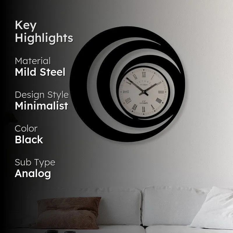 Orbit Steel Analog Wall Clock - Black media 2