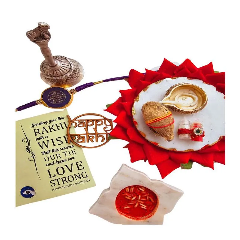 Gayathri Mantra Purple Agate Rakhi Gift Set media 3