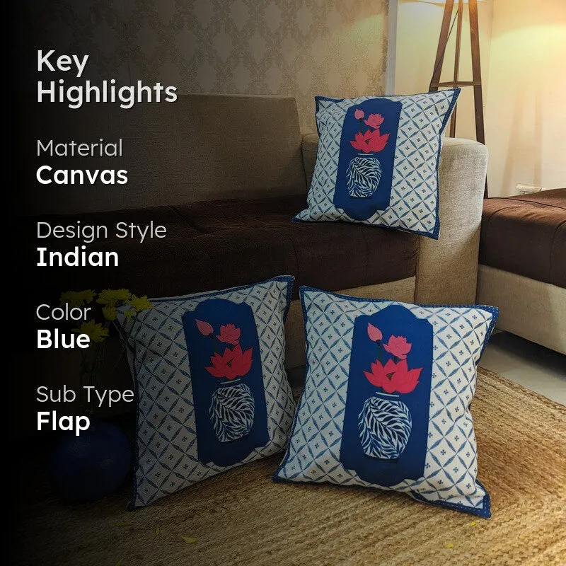 Indigo Pottery Cushion Cover - Set Of Three media 2