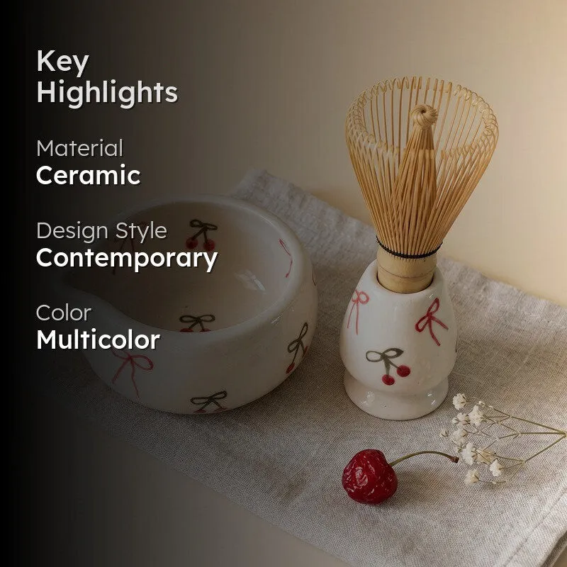 Hoshi Ceramic Matcha Bowl & Whisk Holder Set - 550 mL media 2