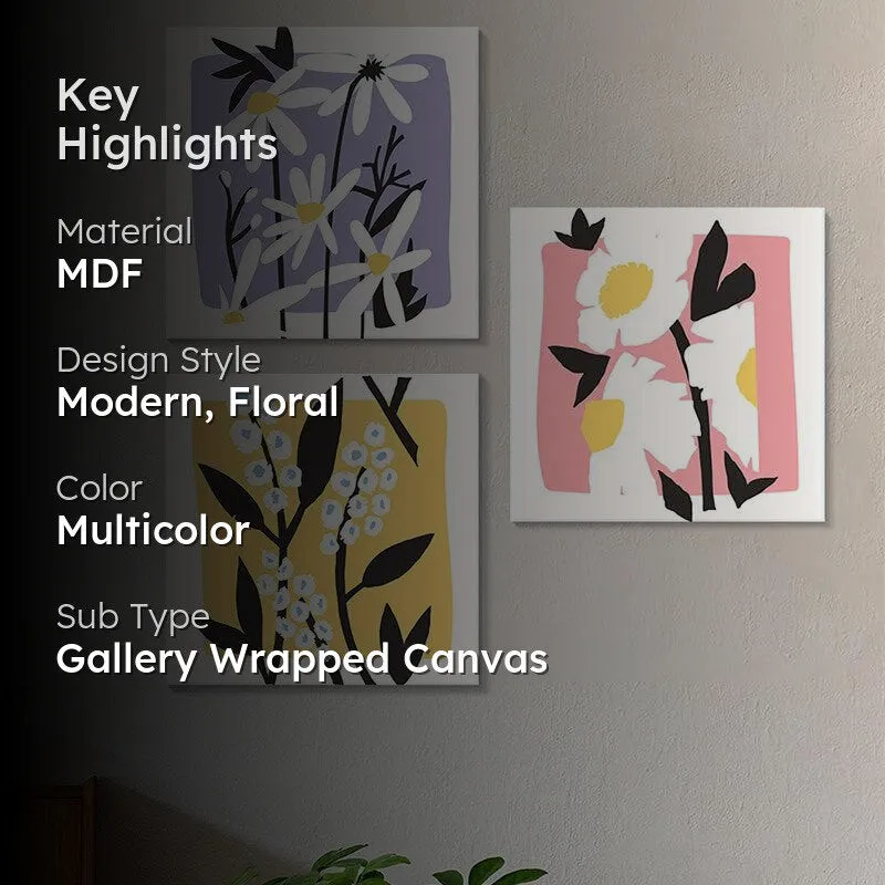 Pristine Flora Wall Painting - Set Of Three media 2