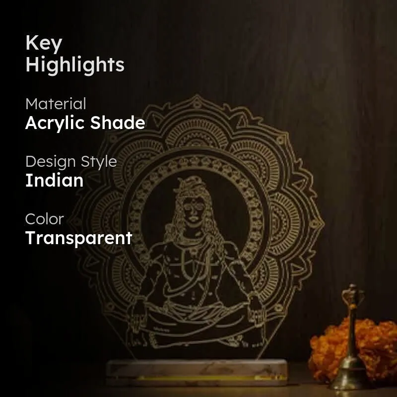 Shiv Tapasya Acrylic Table Lamp - Transparent media 2
