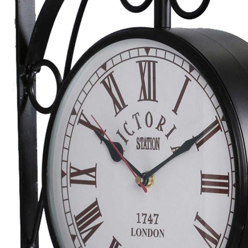 Forma Double Sided Roman Numeral Station Clock - Black & White media 4