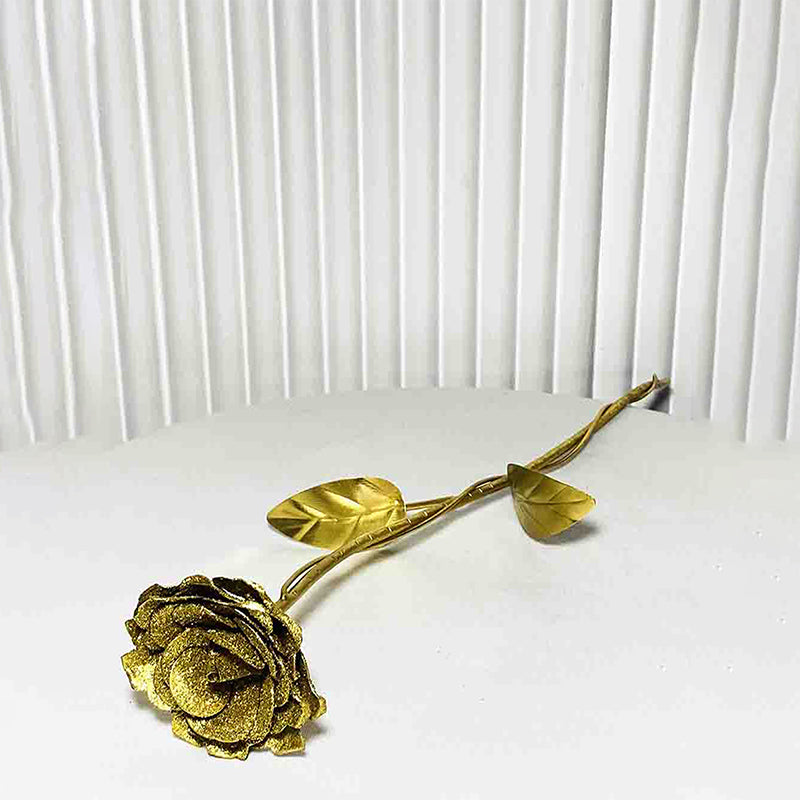 Evergreen Romance Gold Rose Showpiece