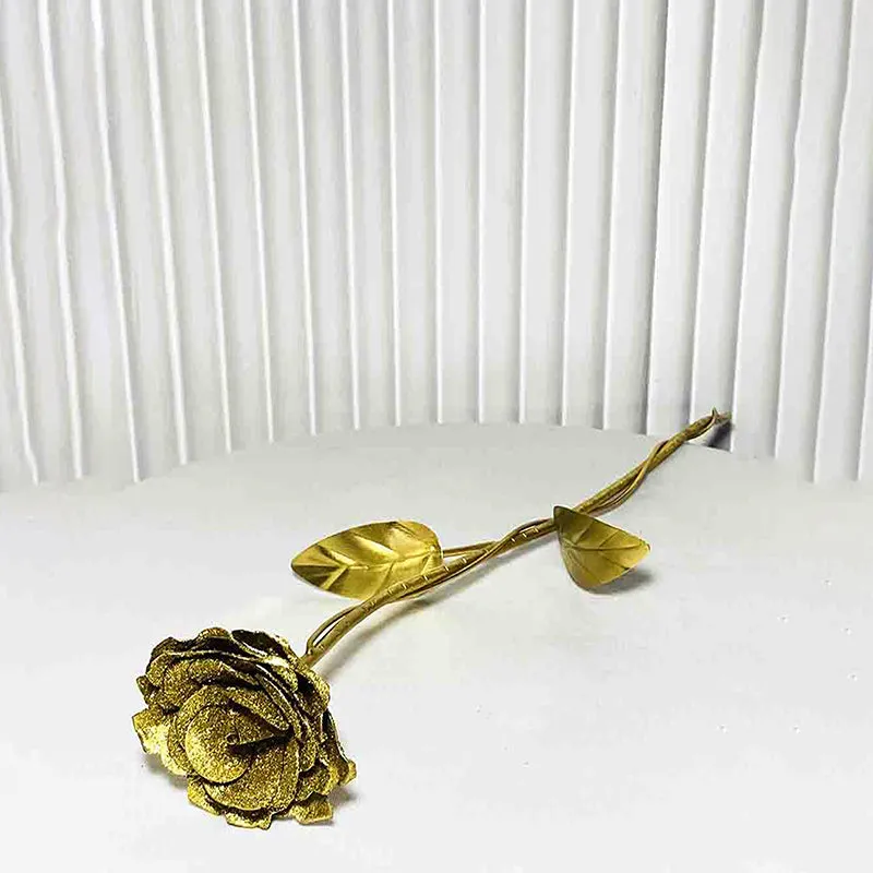 Evergreen Romance Gold Rose Showpiece media 1