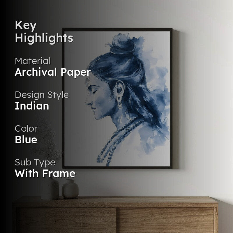 Moksha Shiva Spiritual Archival Paper Wall Painting With Frame - Black media 2